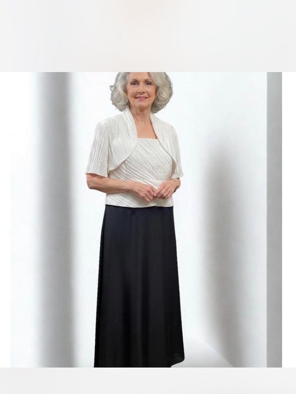 Elegant Black Maxi Skirt with Ivory Top - Women Skirts